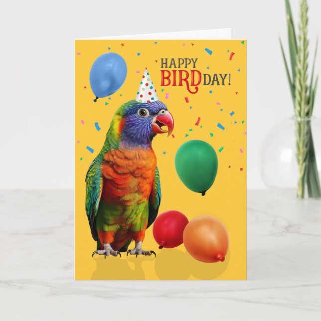 Cartão Funny Rainbow Lorikeet Parrot Birthday (Frente)