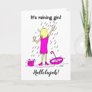Cartão Funny Raining Gin Birthday Card