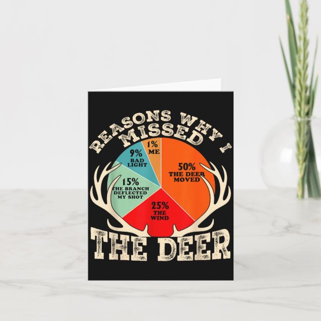 Cartão Funny Reasons I Missed The Deer Hunting Hunter Sea (Frente)