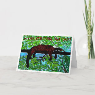 Cartão Funny Red Lemur Birthday