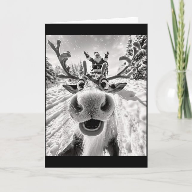 Cartão Funny Reindeer Selfie Christmas  (Frente)
