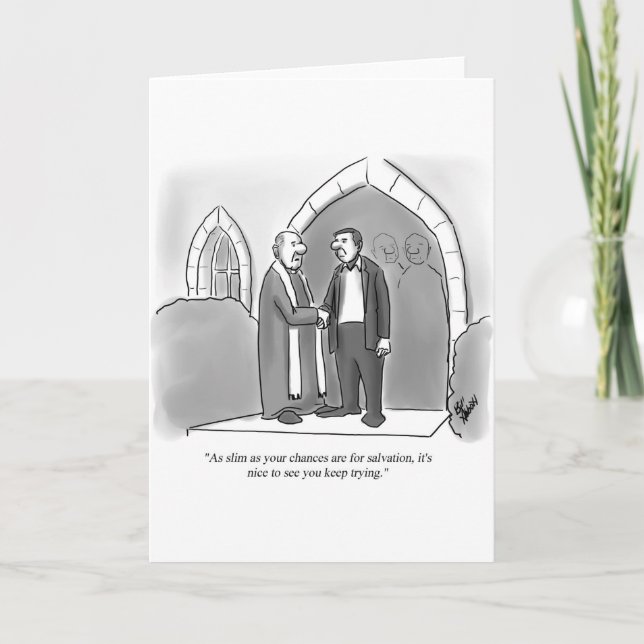 Cartão Funny Religion Humor Greeting Card (Frente)