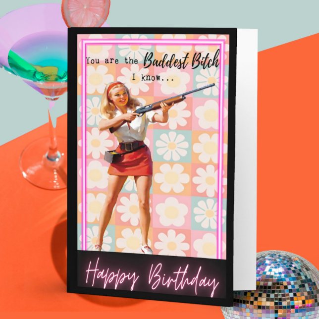 Cartão Funny Retro Birthday Card Best Friend-Sassy-Bad (Criador carregado)
