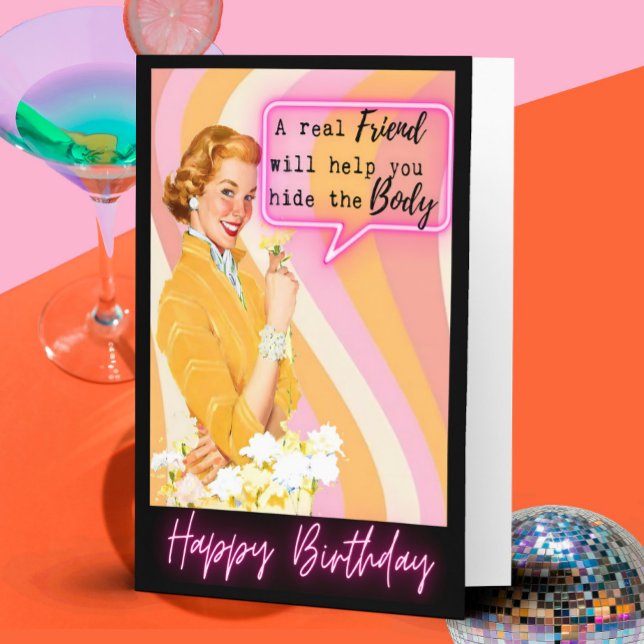 Cartão Funny Retro Birthday Card Best Friend-Sassy-Body (Criador carregado)