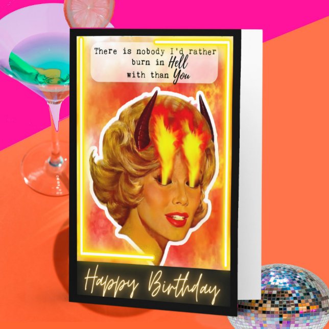 Cartão Funny Retro Birthday Card Best Friend-Sassy - Burn (Criador carregado)