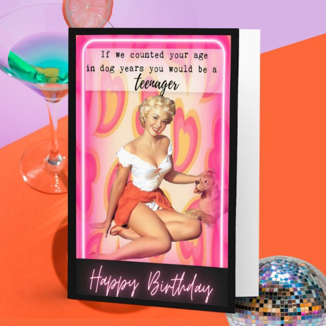 Cartão Funny Retro Birthday Card Best Friend-Sassy-Dog (Criador carregado)