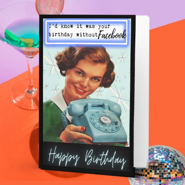 Cartão Funny Retro Birthday Card Best Friend-Sassy-Facebo (Criador carregado)