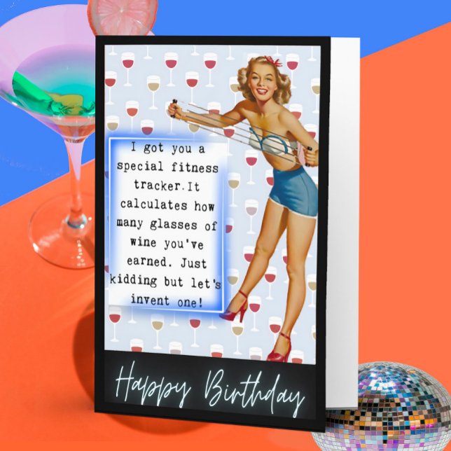 Cartão Funny Retro Birthday Card Best Friend-Sassy-Fitnes (Criador carregado)