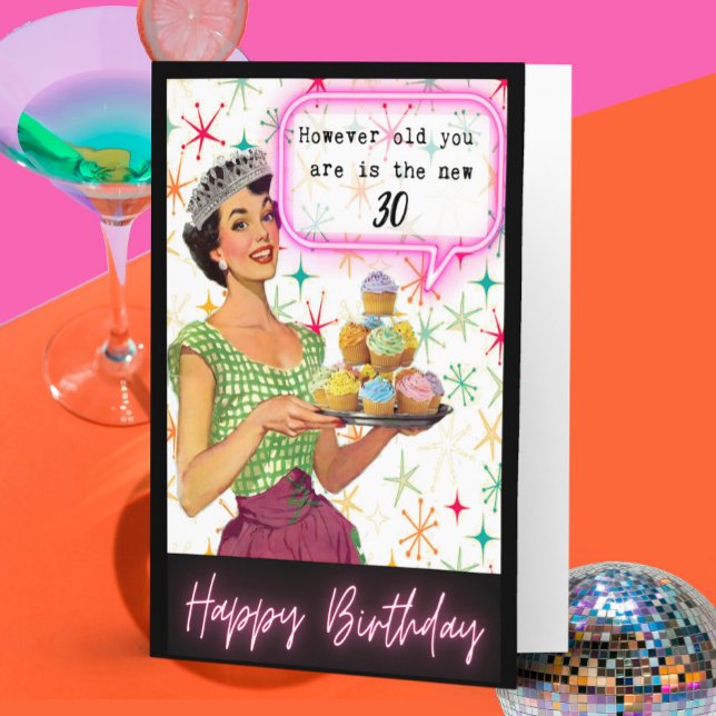 Cartão Funny Retro Birthday Card Best Friend-Sassy-New30 (Criador carregado)