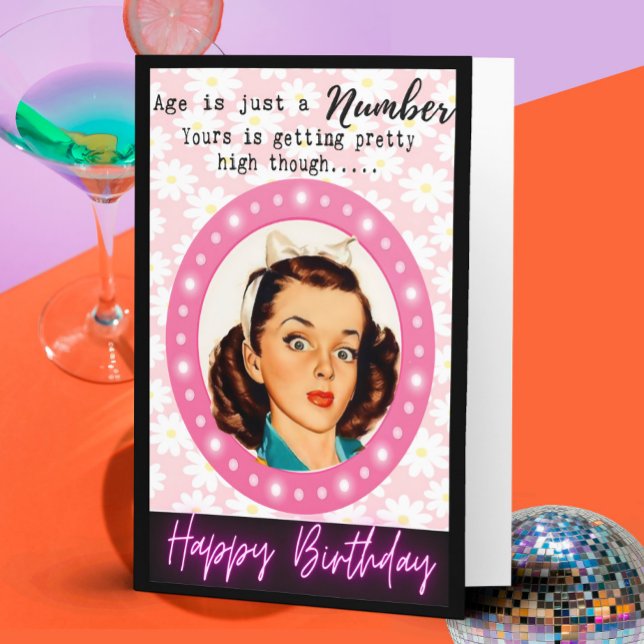 Cartão Funny Retro Birthday Card Best Friend-Sassy-Number (Criador carregado)