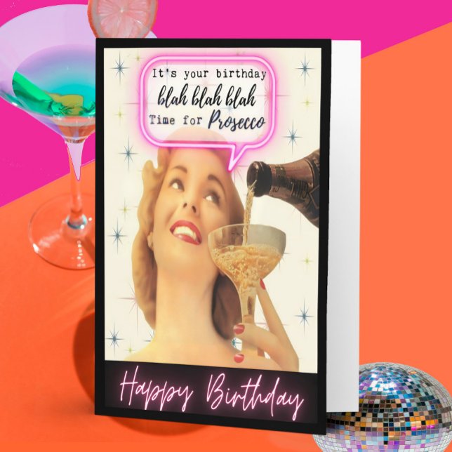Cartão Funny Retro Birthday Card Best Friend-Sassy-Prosec (Criador carregado)