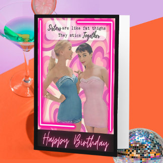 Cartão Funny Retro Birthday Card Best Friend-Sassy-Sister