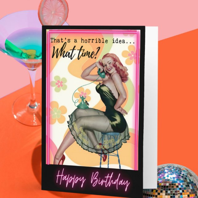 Cartão Funny Retro Birthday Card Best Friend-Sassy-Time (Criador carregado)
