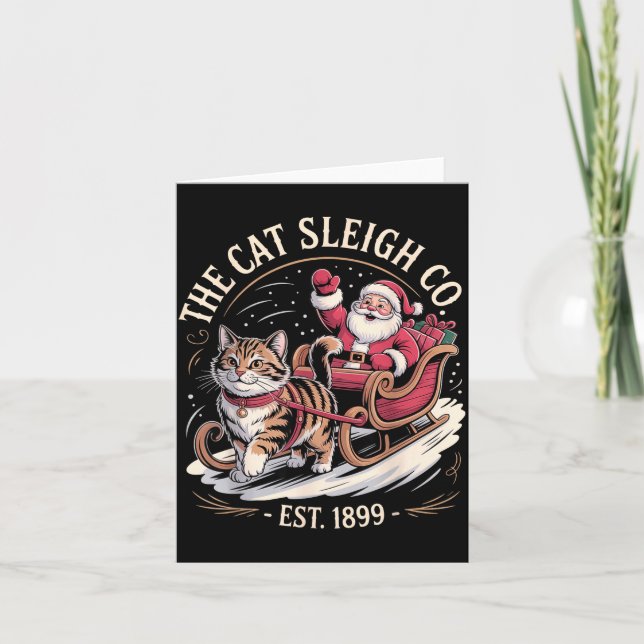 Cartão Funny Retro Christmas Cat  (Frente)