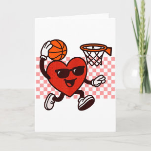 Cartão Funny Retro Heart Gráfico Jogador de Basquete Cria