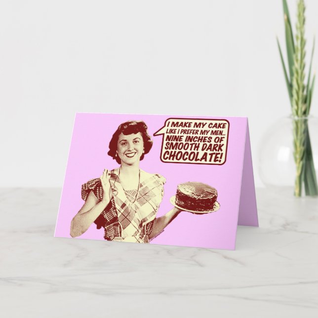 Cartão Funny Retro Housewife Birthday Card (Frente)