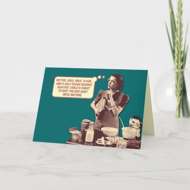 Cartão Funny Retro Housewife Card (Frente)