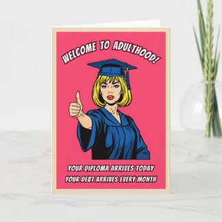 Cartão Funny Retro Pop Art College Graduation Humor