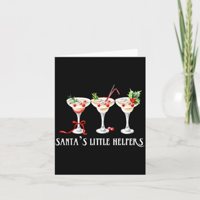 Cartão Funny Retro Santa's Little Helper Martini Merry Ch (Frente)