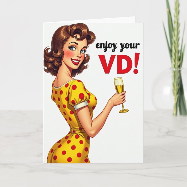 Cartão Funny Retro Valentines Day Card (Frente)