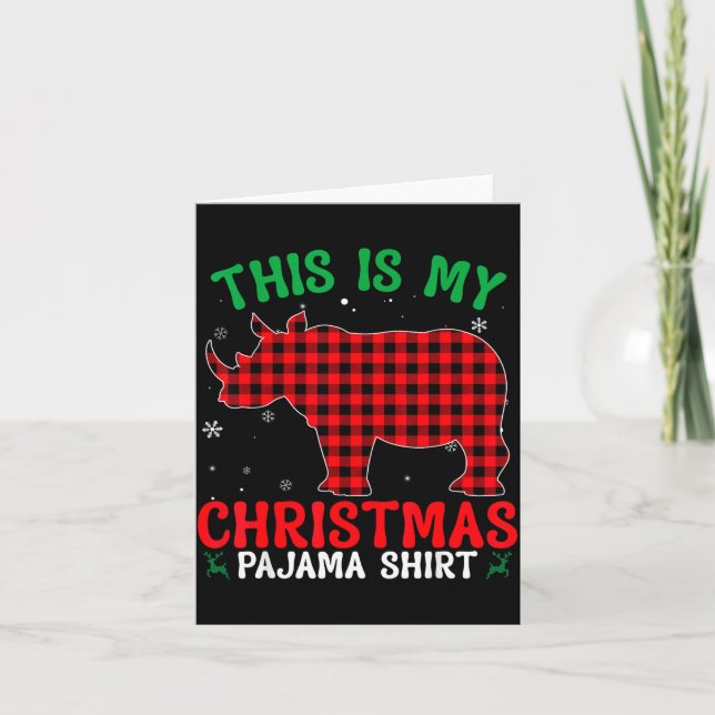 Cartão Funny Rhino Christmas Pj Pajama Men Women Pj For F (Frente)