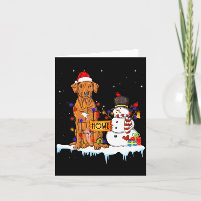 Cartão Funny Rhodesian Ridgeback Dog Christmas Snowman Xm (Frente)