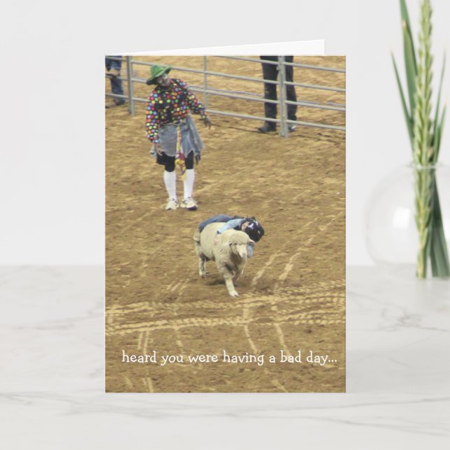 Cartão Funny Rodeo card of encouragement, mutton bustin' (Frente)