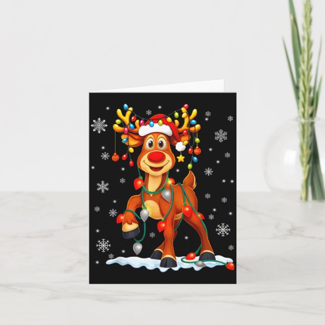 Cartão Funny Rudolph Reindeer Pjs Pajamas Christmas Men W (Frente)