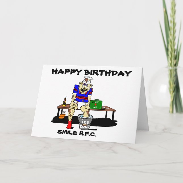CARTÃO FUNNY RUGBY BIRTHDAY GREETING (Frente)