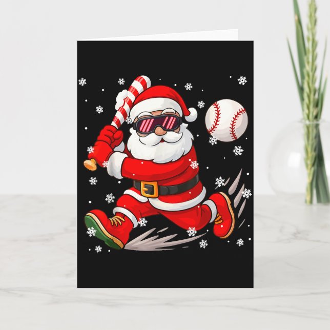 Cartão Funny Santa Baseball Christmas Pajamas Xmas Men Bo (Frente)