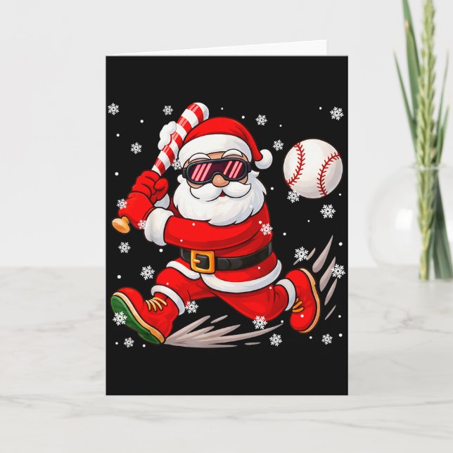 Cartão Funny Santa Baseball Christmas Pajamas Xmas Men Bo (Frente)