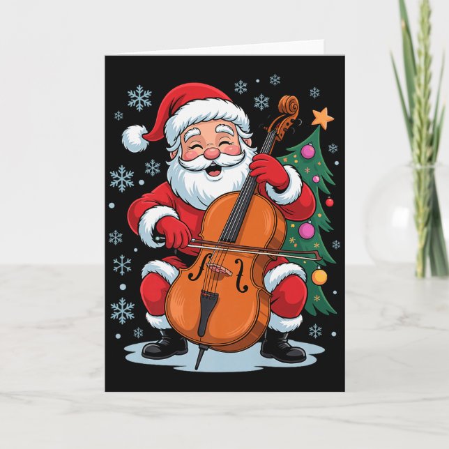 Cartão Funny Santa Christmas Design Cello Holiday Xmas Pa (Frente)
