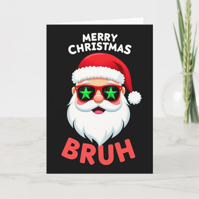 Cartão Funny Santa Claus Bruh Christmas Card Meme (Frente)