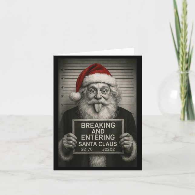Cartão Funny Santa Claus Mugshot Christmas – Santa Xmas  (Frente)
