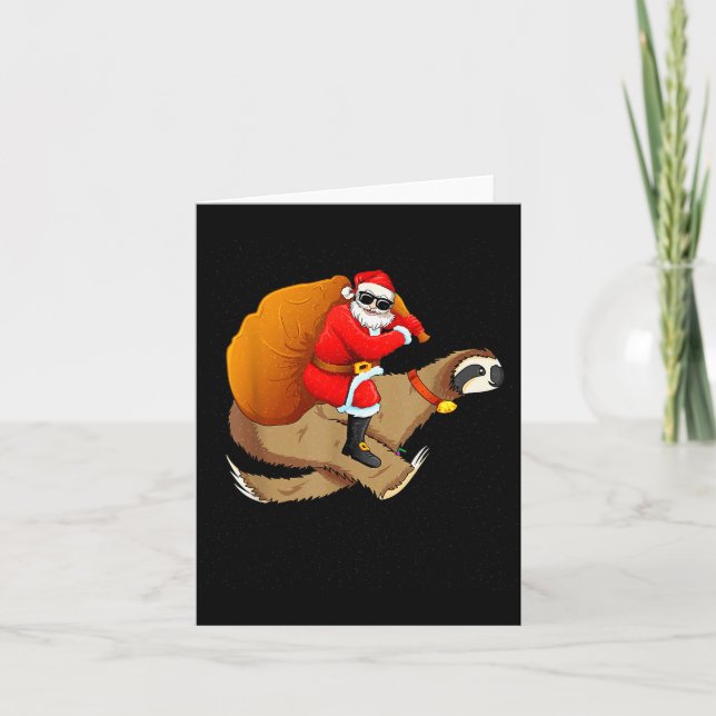 Cartão Funny Santa Claus Riding Sloth Christmas Boys Men  (Frente)