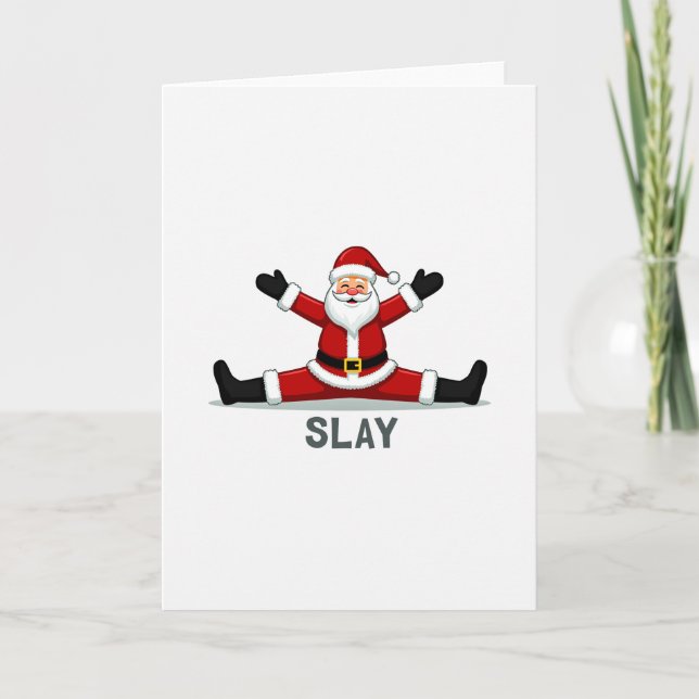 Cartão Funny Santa Claus Slay Christmas Card Internet Mem (Frente)