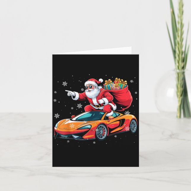 Cartão Funny Santa Driving Srt Car Xmas Pajama Christmas  (Frente)