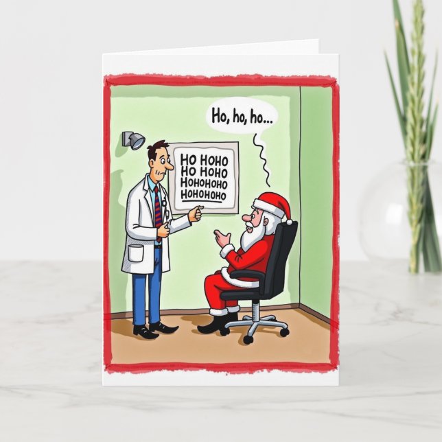 Cartão Funny Santa Eye Exam Doctor Christmas Card Joke (Frente)