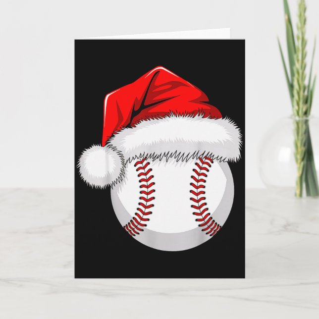 Cartão Funny Santa Hat Xmas Srt Lover Christmas Baseball  (Frente)