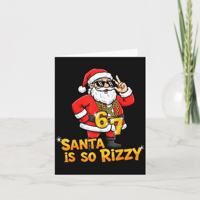 Cartão Funny Santa Is So Rizzy Christmas Meme 67  (Frente)