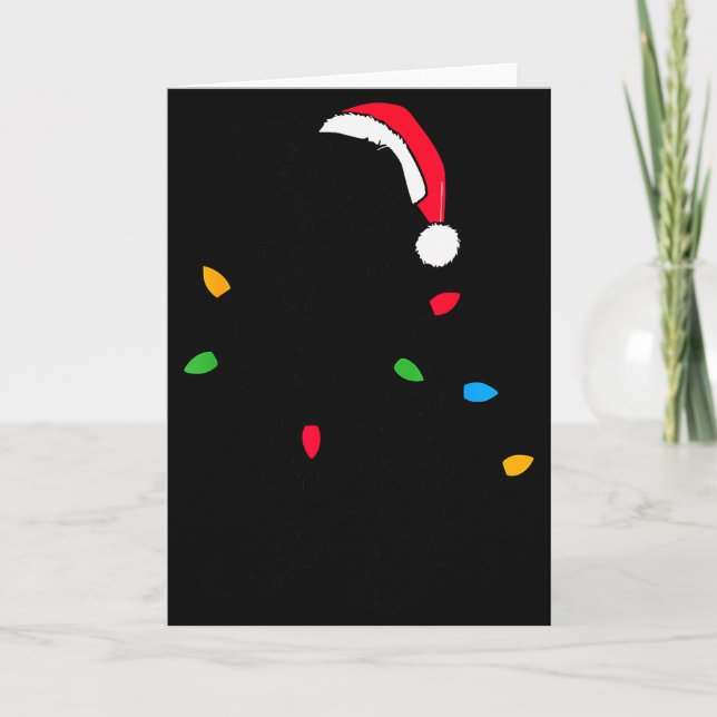 Cartão Funny Santa Miniature Schnauzer Christmas Lights D (Frente)