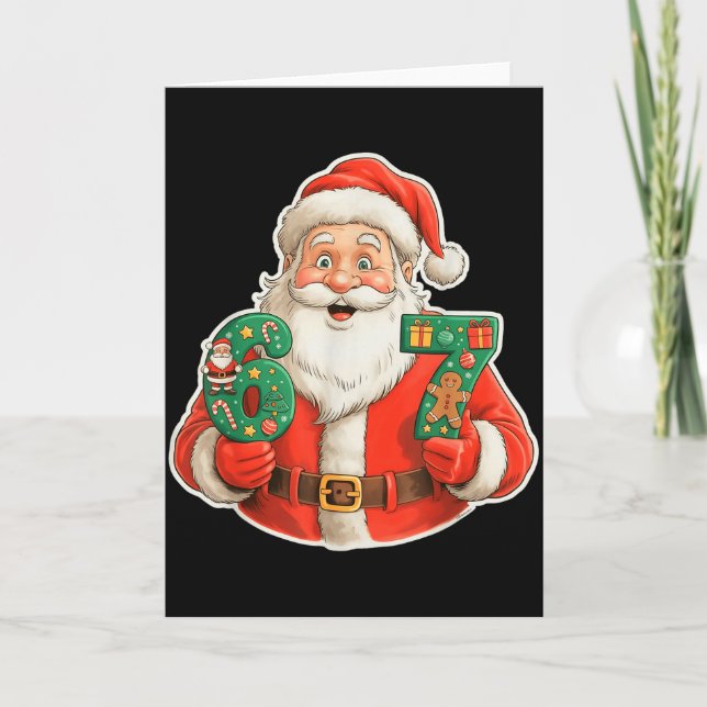 Cartão Funny Santa Pajamas Christmas 2025 Six Seven 67 Me (Frente)