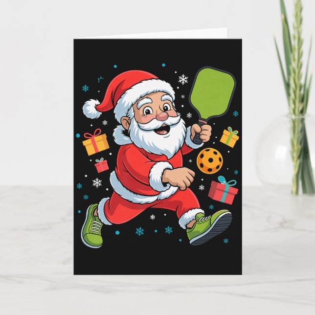 Cartão Funny Santa Playing Ckleball Holiday Christmas Xma (Frente)