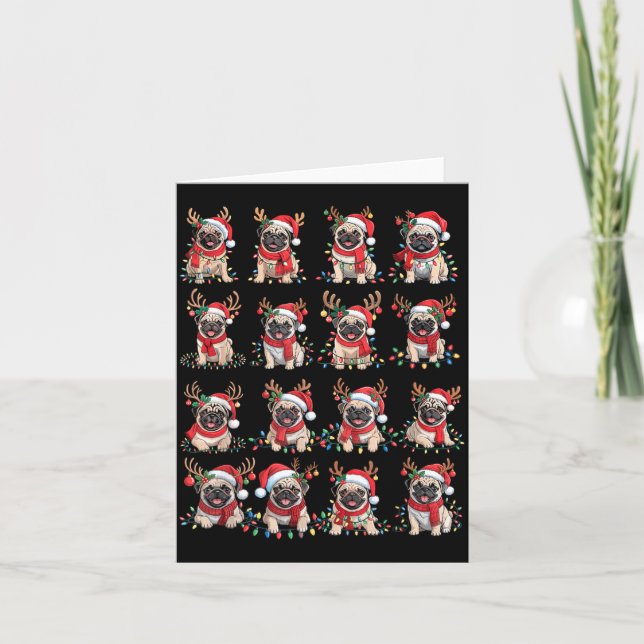 Cartão Funny Santa Pugs Christmas Xmas For Women Men  (Frente)