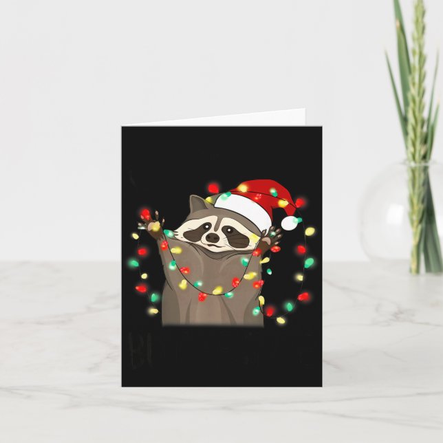 Cartão Funny Santa Racoon Overstimulated But Festive Xmas (Frente)