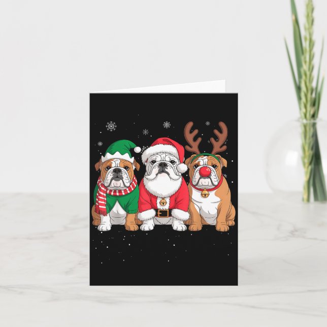Cartão Funny Santa Reindeer English Bulldog Dog Women Men (Frente)