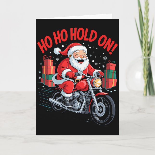 Cartão Funny Santa Riding Motorcycle Holiday Christmas Xm (Frente)