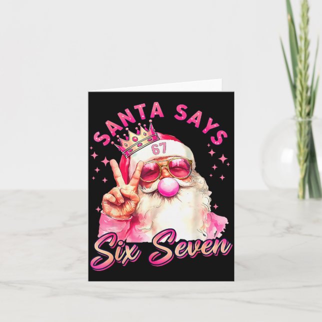 Cartão Funny Santa Says Six Seven Christmas 67 Meme Xmas  (Frente)