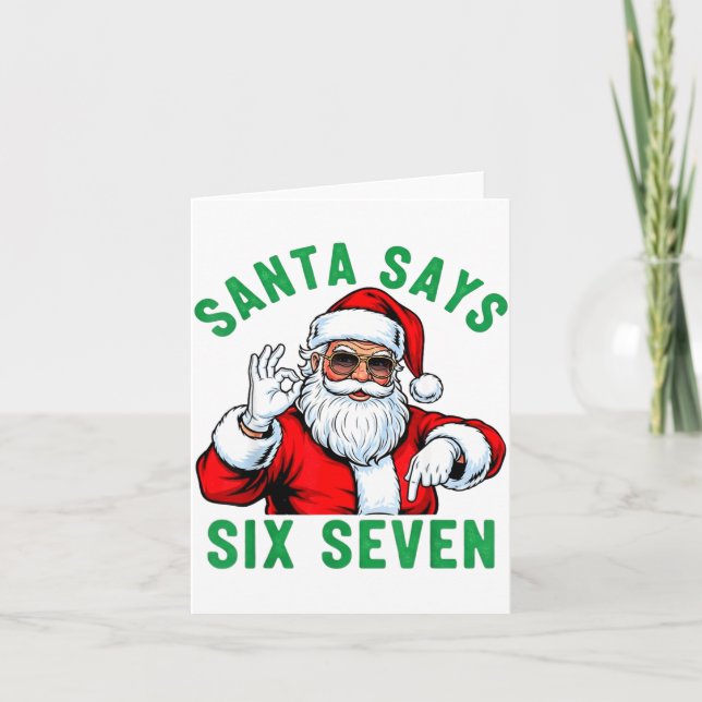 Cartão Funny Santa Says Six Seven Christmas 67 Meme Xmas  (Frente)