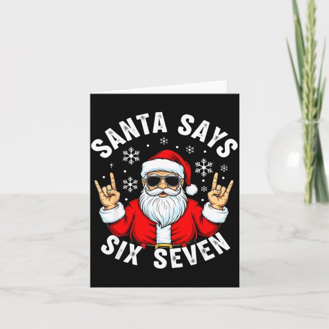 Cartão Funny Santa Says Six Seven Christmas Xmas Meme  (Frente)
